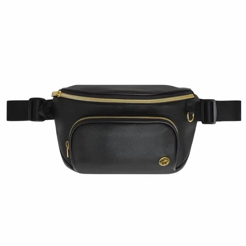 Huggies Crossbody Diaper Bag Black Vegan Leather Changing Pad NWT